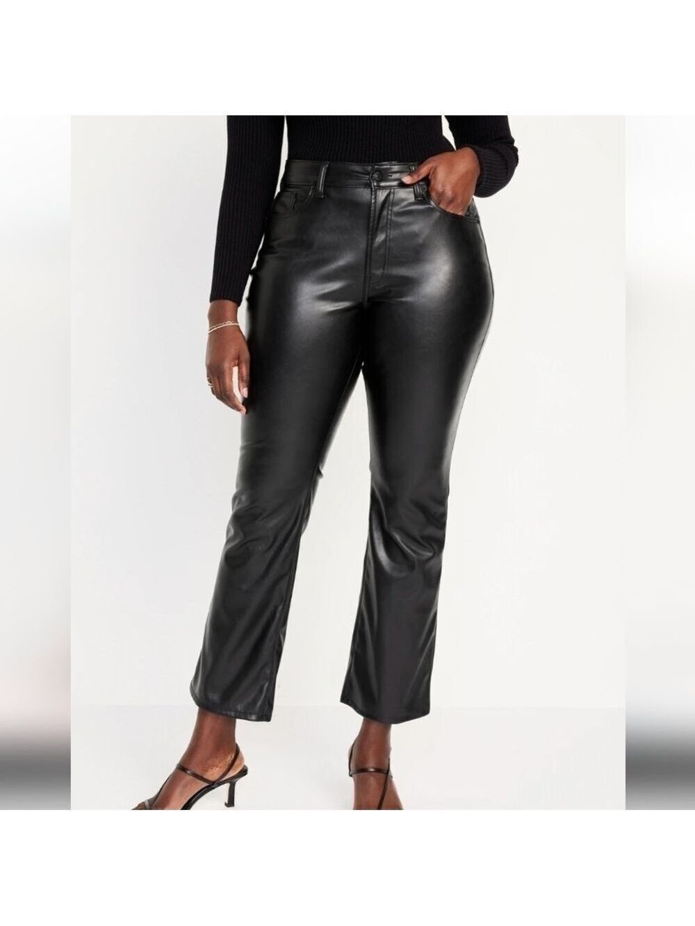16 • Old Navy • High-Waisted Faux-Leather Boot-Cut Ankle Pants